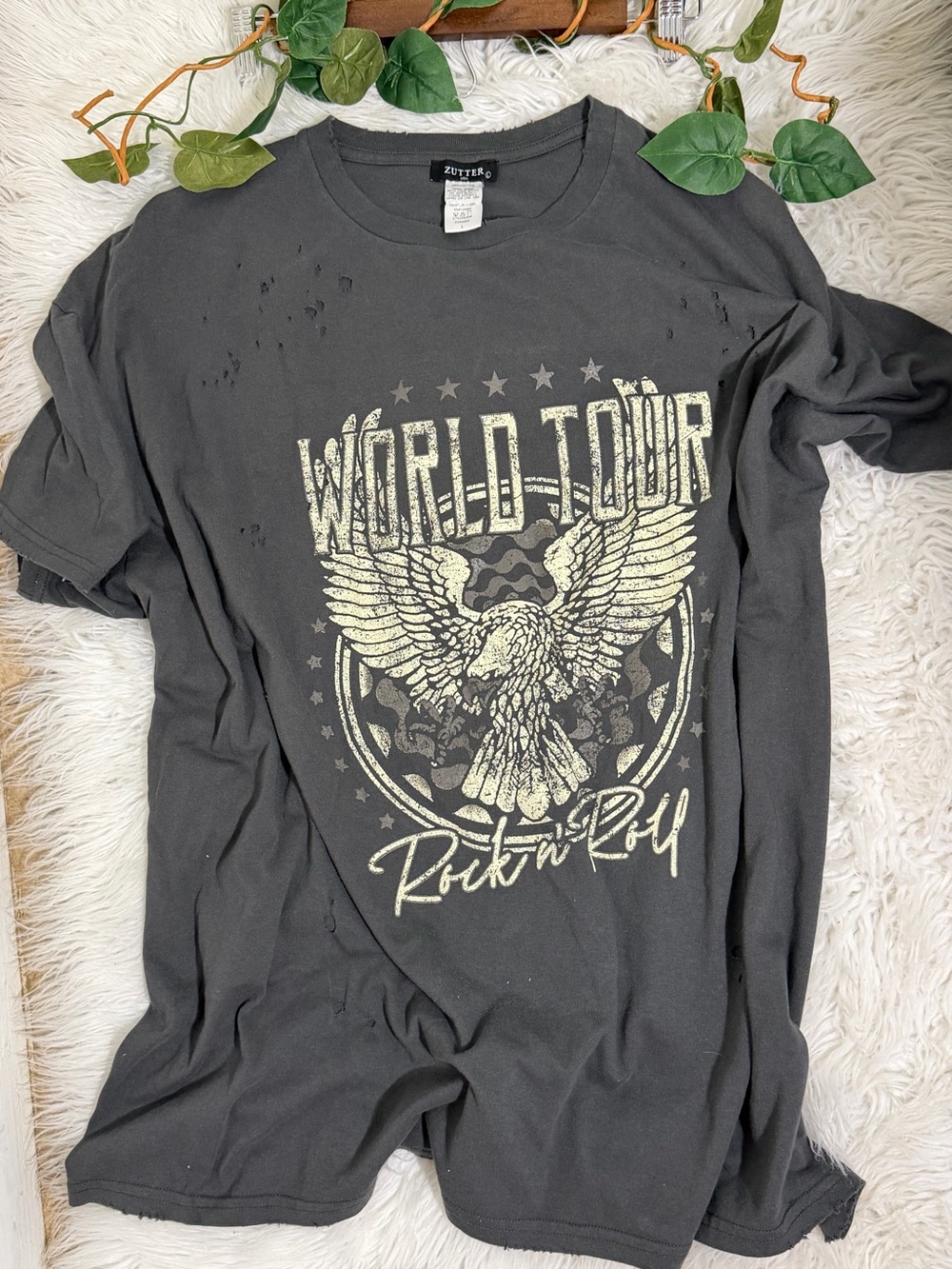 Rock'n Roll World Tour Graphic Tee Dress - Charcoal - Picture 5 of 5